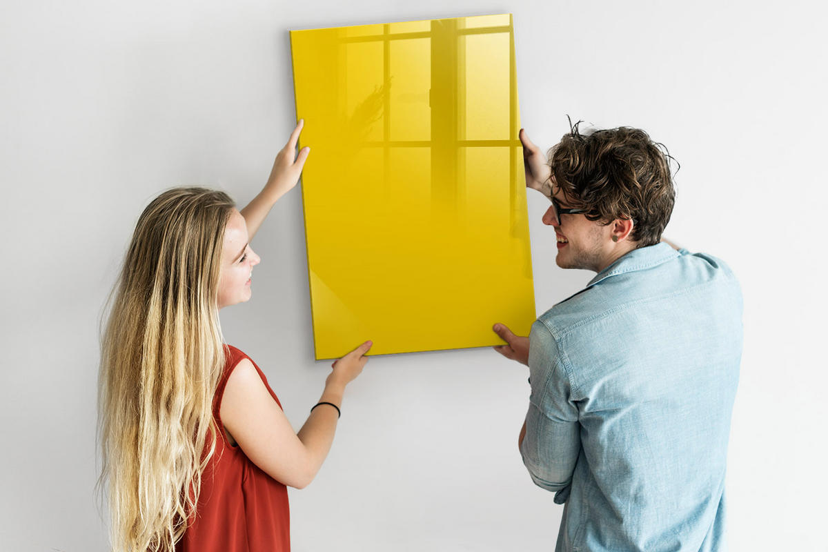 MAGNETTAFEL 60x90 Gelb schwarzer Marker - Gelb, Glas (60/0.4/90cm) - TULUP