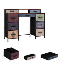 SCHREIBTISCH mit 9 Schubladen, Schminktisch Konsole, 121×40×91 cm - Schwarz, Holz (120/40/90cm)