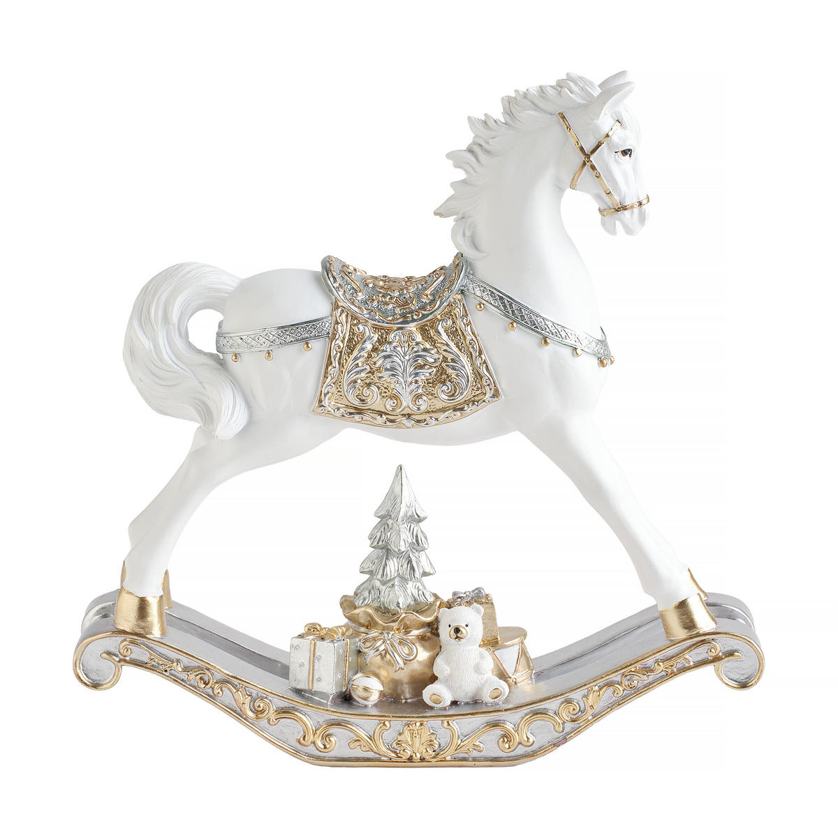 DEKOFIGUR Jollyride, Gold, 22 x 5.5 x 22.5 cm, Dekorative Weihnachtsdeko - Goldfarben, Kunststoff (5.5/22/22.5cm) - home&you