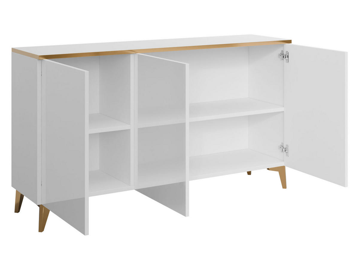 KOMMODE Alrik 3D - Goldfarben/Weiß, Holzwerkstoff/Kunststoff (150/85/40cm) - MIRJAN24