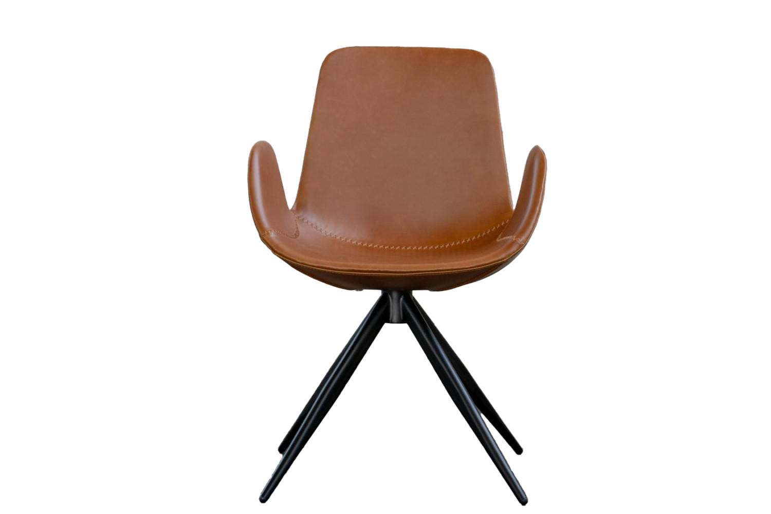 DREHSTUHL QUEN Braun Kunstleder - Schwarz/Braun, Leder (55.5/82/55cm) - KAWOLA