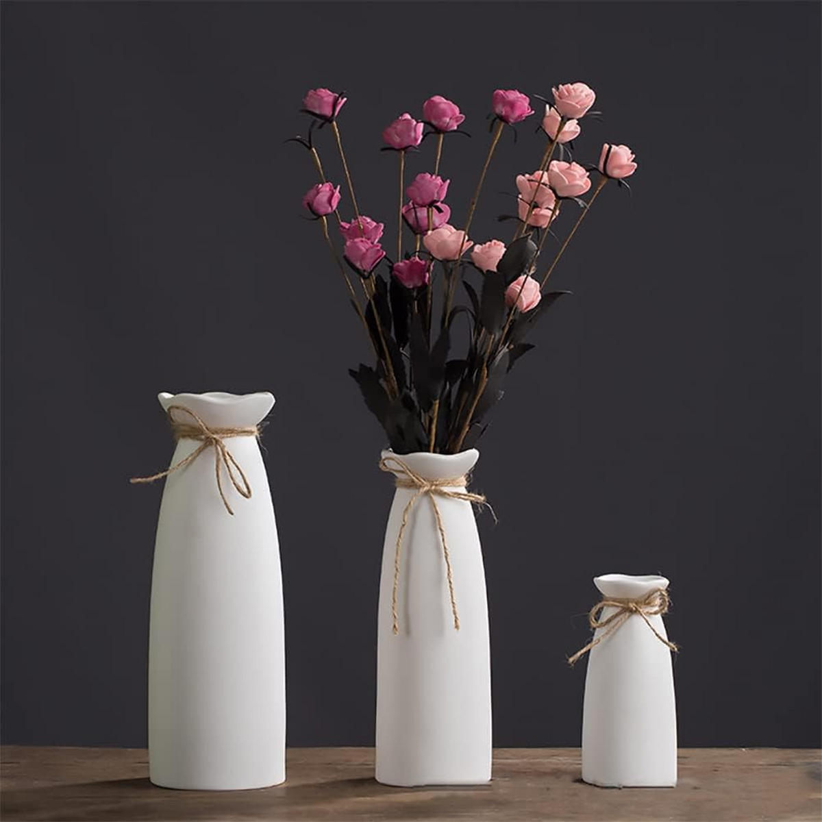 VASE 7 x 7 x 21 cm Keramik - Weiß, Keramik (7cm) - LIBRATON