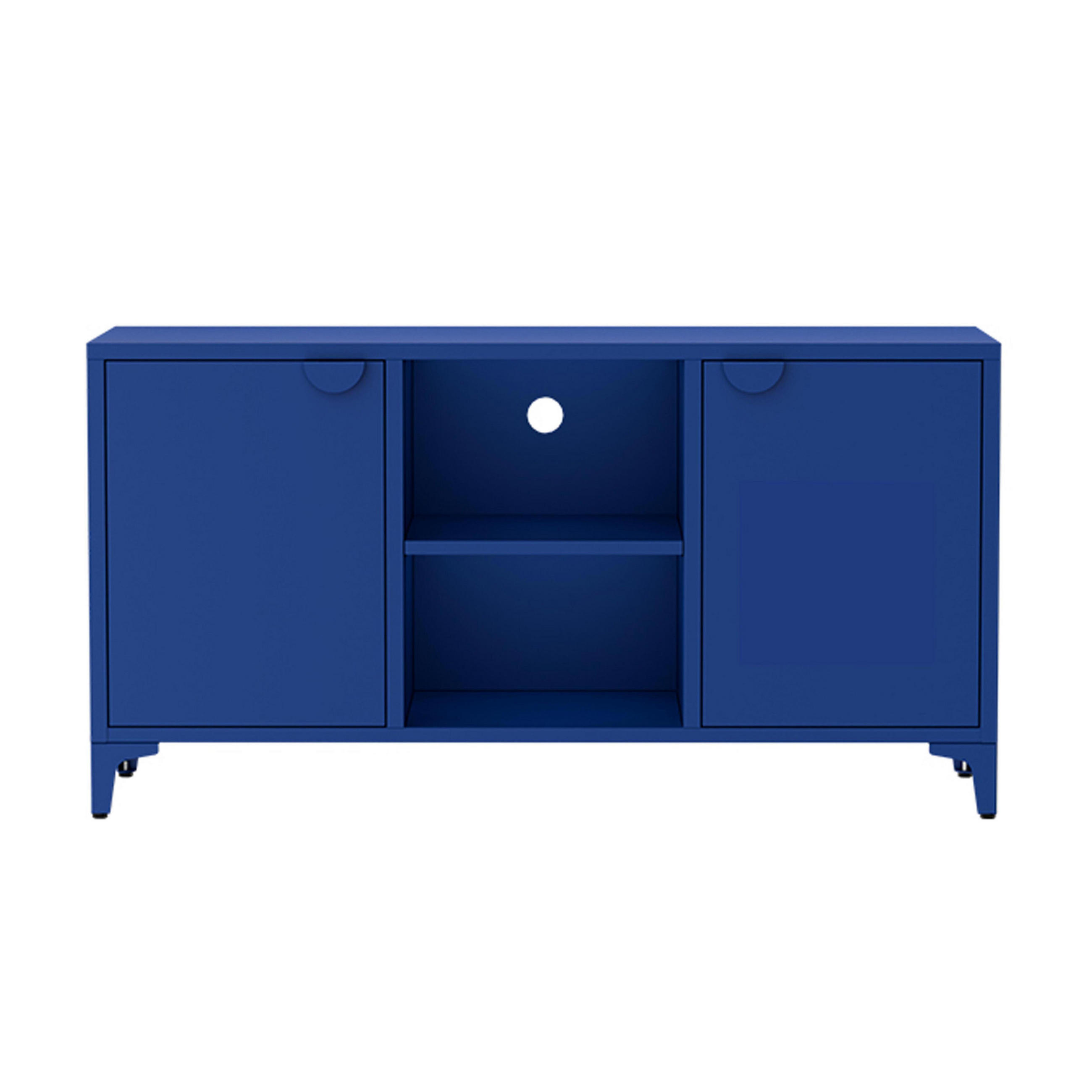 SIDEBOARD 120 cm, Dunkelblau - Blau, Metall (40/63/120cm) - Oviala