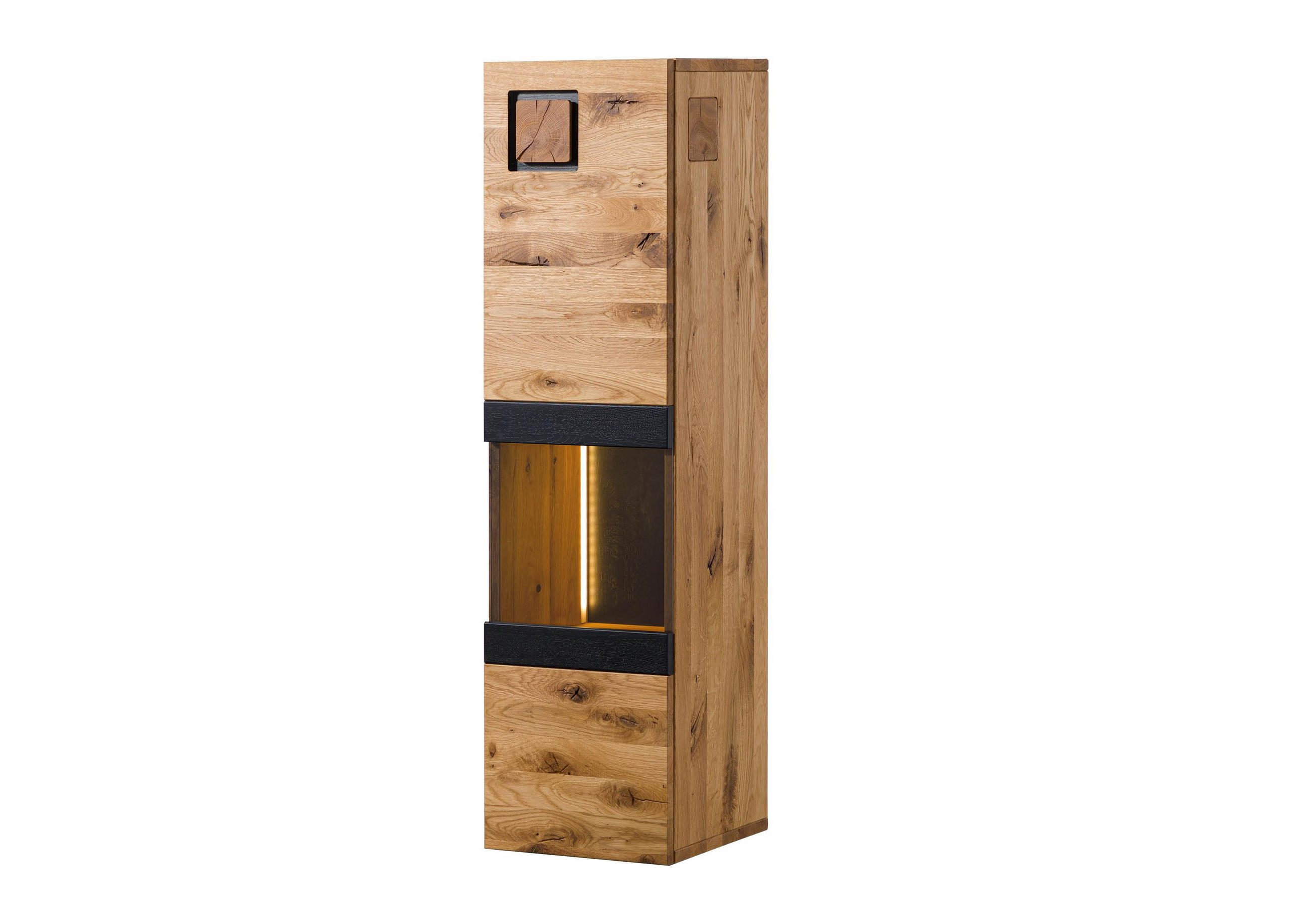HÄNGEVITRINE Wildeiche 33x33,5x123 natur geölt/lackiert KITZBÜHEL #100 - Braun, Holz (33/123/34cm) - Massivmoebel24