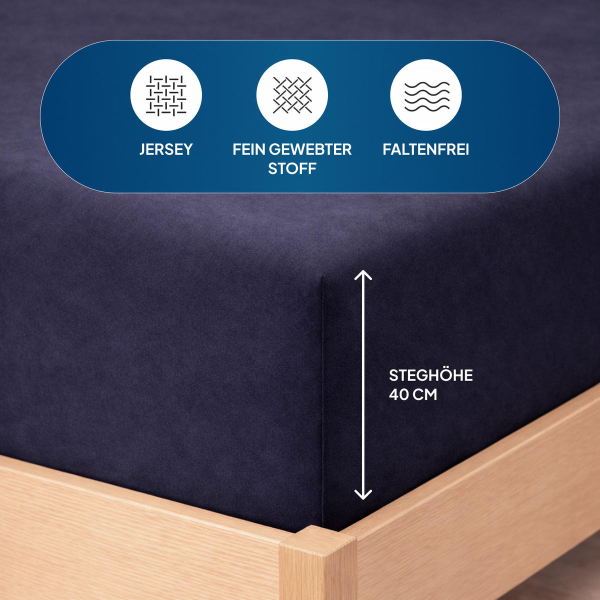 SPANNBETTLAKEN BOXSPRING 180/200/33 cm Dunkelblau - Dunkelblau, Textil (180/200cm) - AM Qualitätsmatratzen