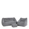 SITZSACK-SET 3 tlg, Sofa Chenille Cecilia, Sitzsack Sessel mit Hocker - Grau, Kunststoff/Textil (160/70/93cm) - icon