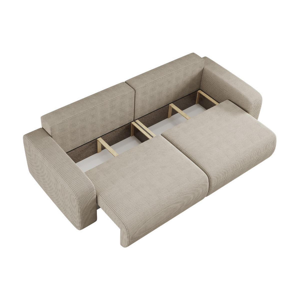 SCHLAFSOFA MILANO und Bettkasten Stoff Poso Dunkelbeige - Cappuccino, Holz (246/83/98cm) - Kaiser Möbel