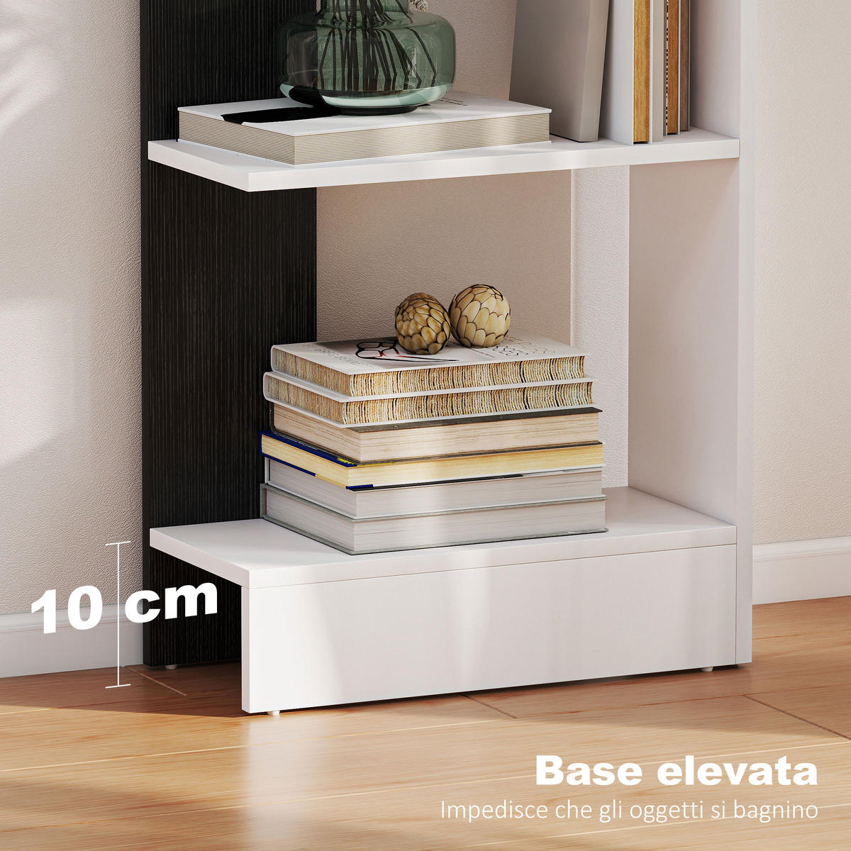 BÜCHERREGAL,5-STÖCKIG 45x21x170cm,schwarz-weiß - Schwarz, Holzwerkstoff (45/170/21cm) - Vallsero