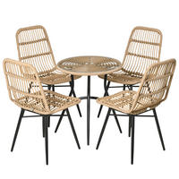 GARTENMÖBEL-SET mit 4 Stühlen Outdoor Metall Natur - Naturfarben, Kunststoff - Outsunny