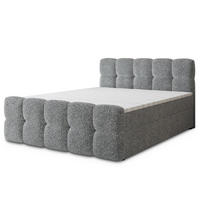 BOXBETT BRUME 140x200 cm mit Matratze und Topper, H2+H3 - Hellgrau - Hellgrau, Holz (140/200cm) - MASSENO