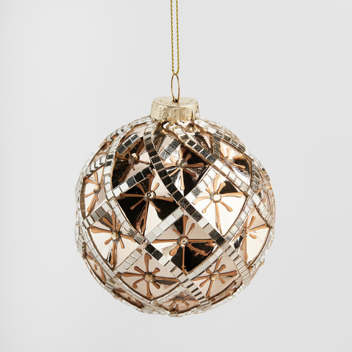 WEIHNACHTSKUGEL Glas FLORETTA, Ø8 cm, Gold, Christbaumkugeln, Weihnachtsdeko Xmas, Christmas Deko - Goldfarben, Glas (8/8/8cm) - home&you