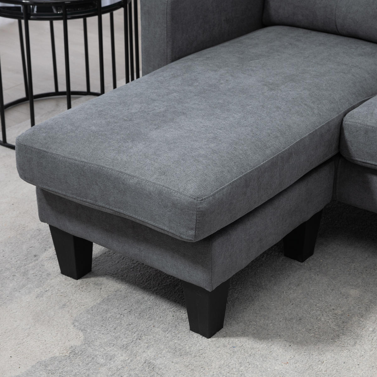 ECKSOFA Dunkelgrau 186.0/130.0/84.0 cm - Dunkelgrau, Textil (130/186cm)