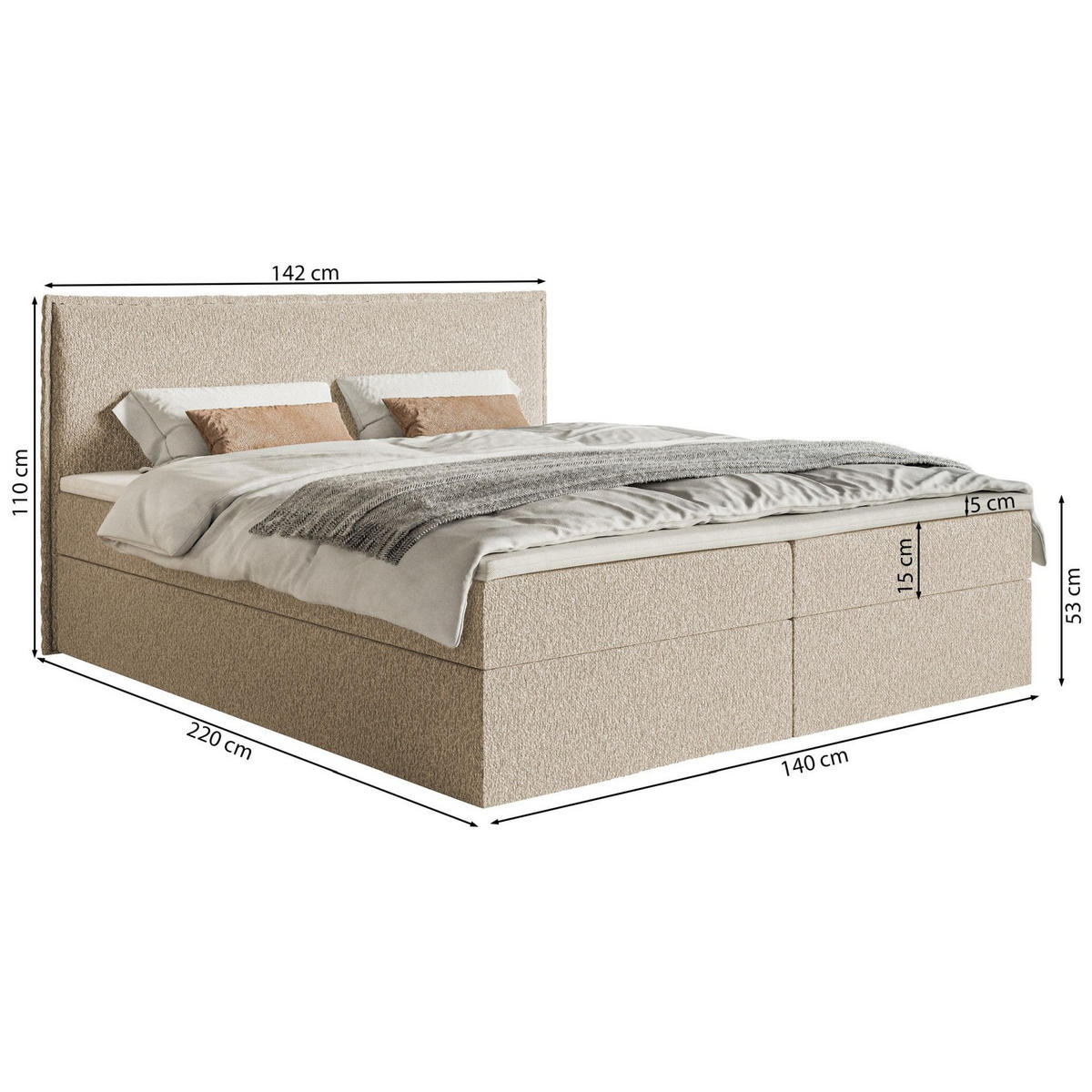 BOXBETT Softie Hellgrau Chenille 140x200 cm - Hellgrau, Textil (140/200cm) - Selsey