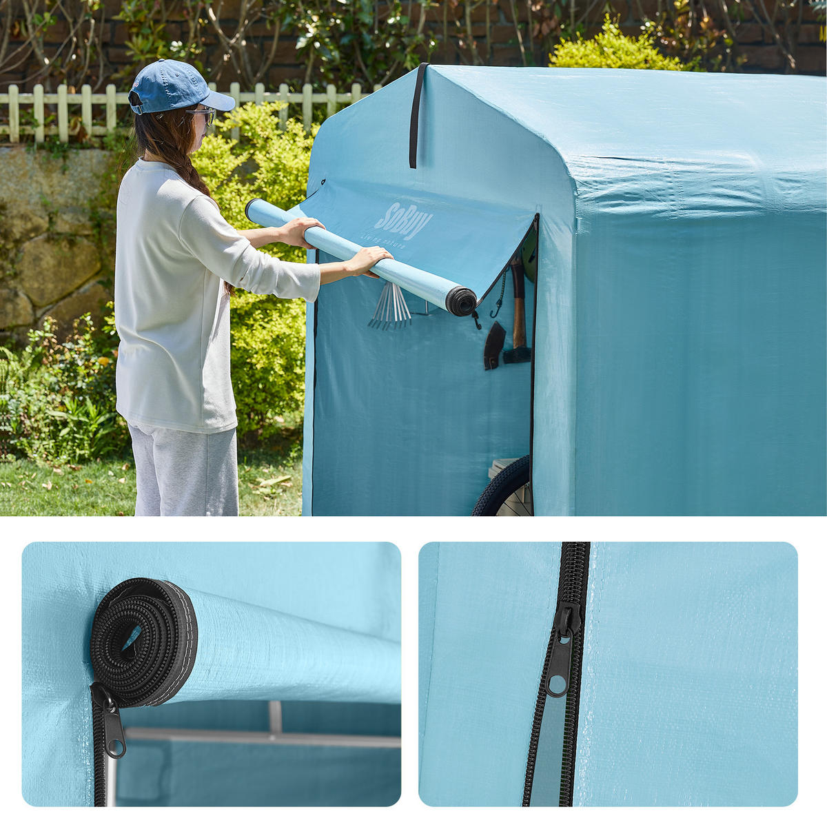 FAHRRADGARAGE Blau, 159x165x219cm - Blau, Metall (159/165/219cm) - SoBuy