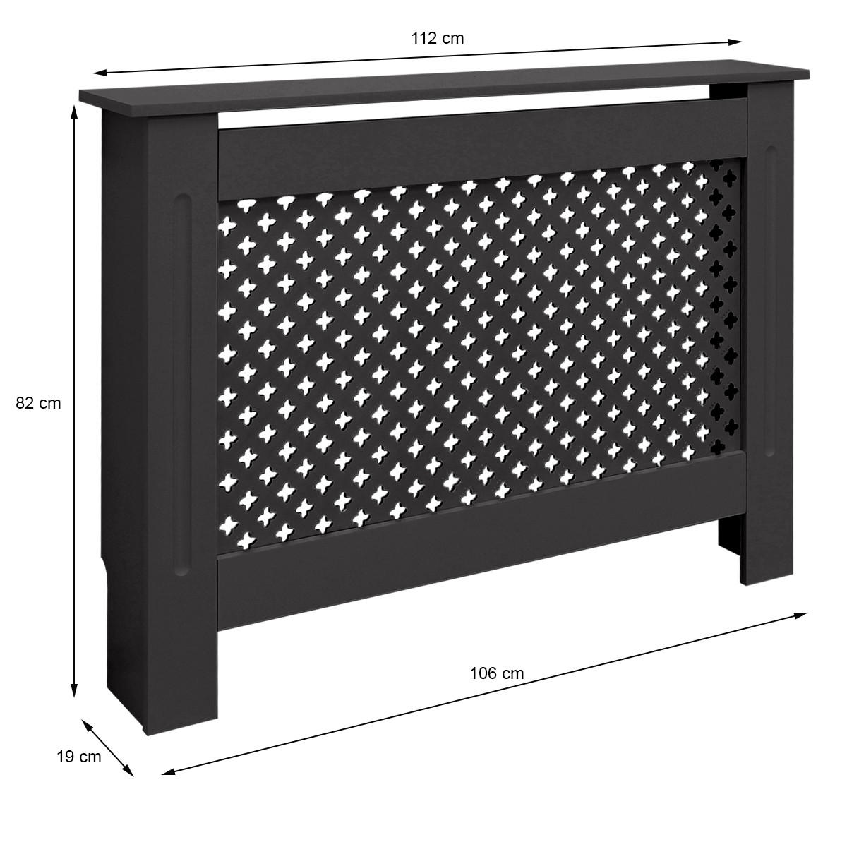 KRYT RADIÁTORU s voštinovým vzorem 112 x 19 x 82 cm černý - černá, kompozitní dřevo (19/112/82cm) - ECD-Germany