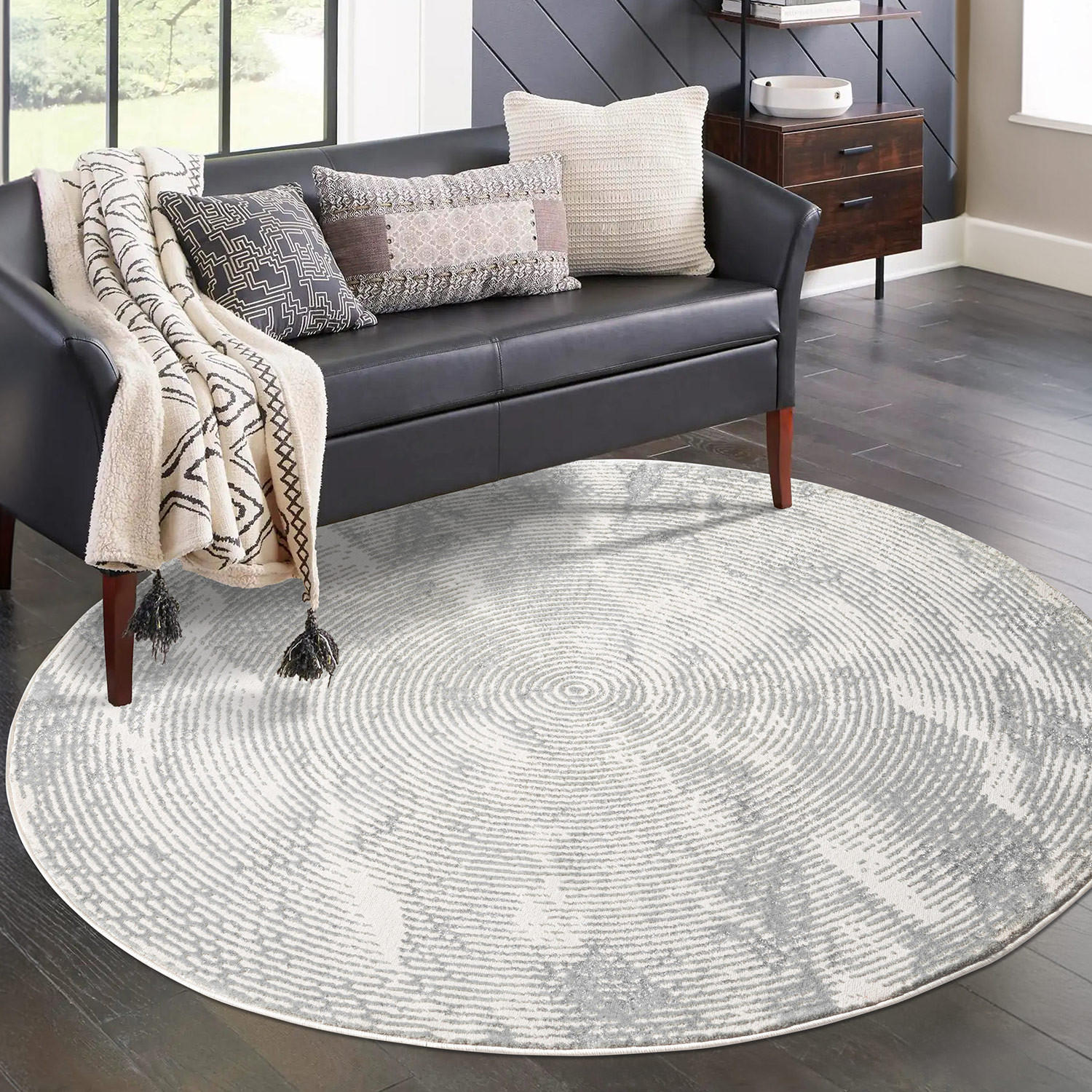 KURZFLOR-TEPPICH Antik 481 Grau 200 cm Rund - Grau, Textil (200/200cm) - carpet city