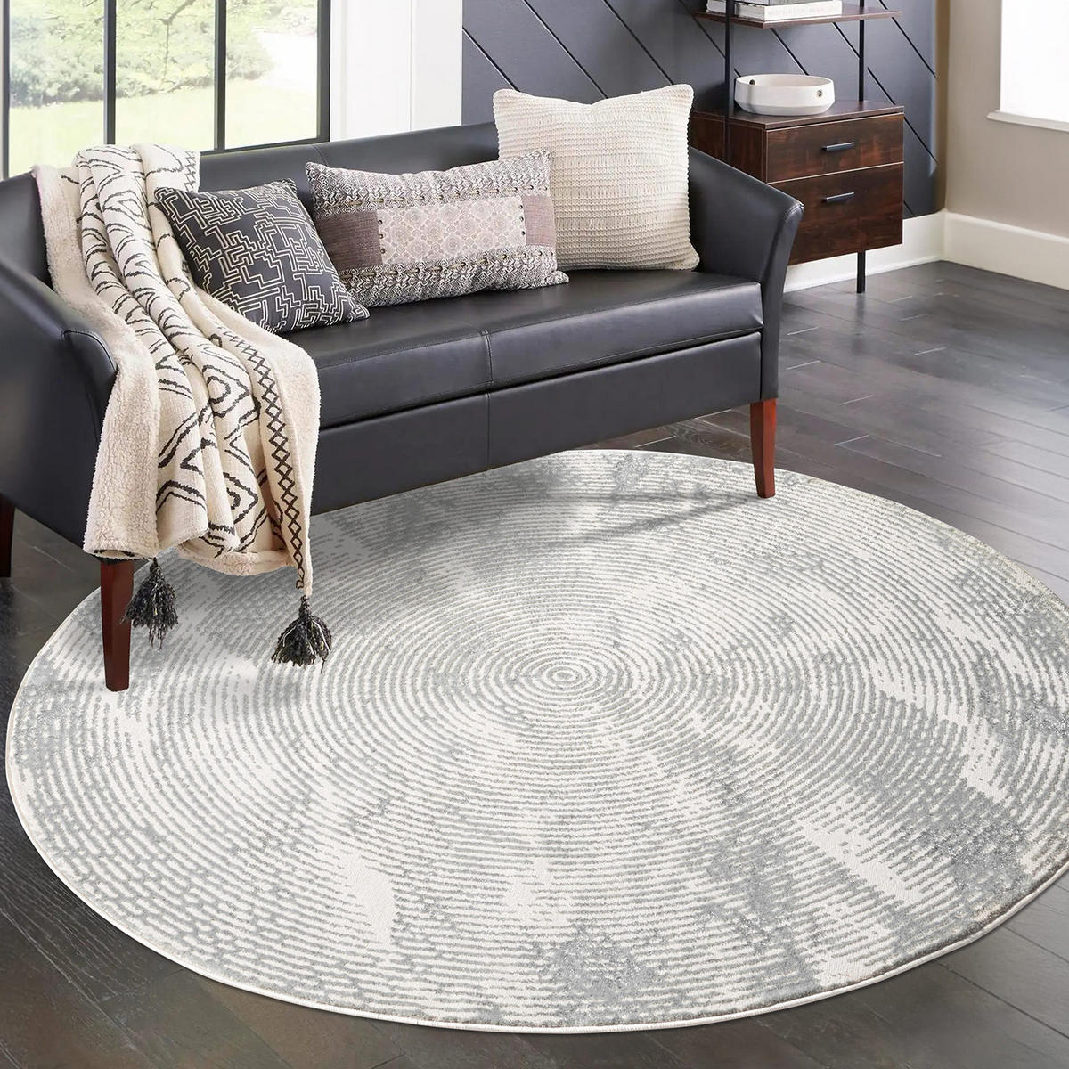KURZFLOR-TEPPICH Antik 481 Grau 200 cm Rund - Grau, Textil (200/200cm) - carpet city