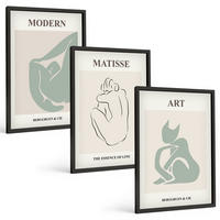 BILDER SET 3er Set - 40x60 cm Schwarzer Rahmen - Abstrakte Pastellfiguren - Schwarz, Kunststoff (40/60cm) - TULUP