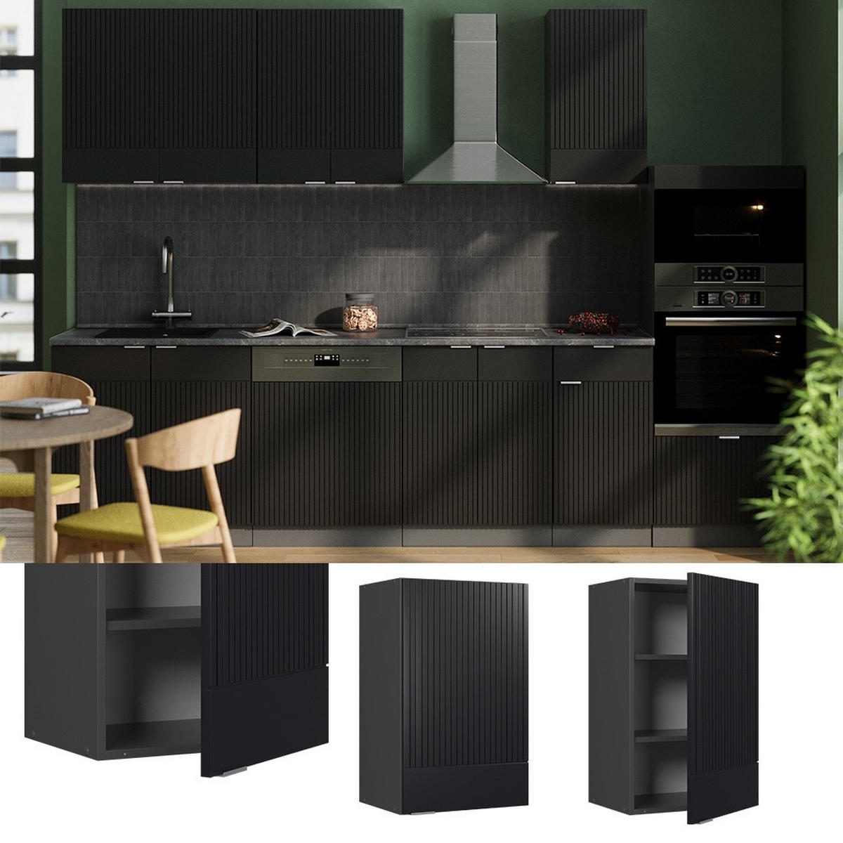 HÄNGESCHRANK Fame-Line Schwarz gestreift 45 cm - Anthrazit/Schwarz, Holzwerkstoff (45/72/34.1cm) - Vicco