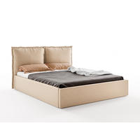 POLSTERBETT MIRA 180x200 cm mit Bettkasten, Stauraum und Metall-Lattenrost – VIBE Beige - Beige/Schwarz, Textil/Metall (180/200cm) - Luxkor24