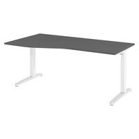 SCHREIBTISCH Serie-XB 100/180/74 cm in Graphitfarben/Weiß/Alu poliert - Silberfarben/Graphitfarben, Holzwerkstoff (100/180/74cm) - bümö