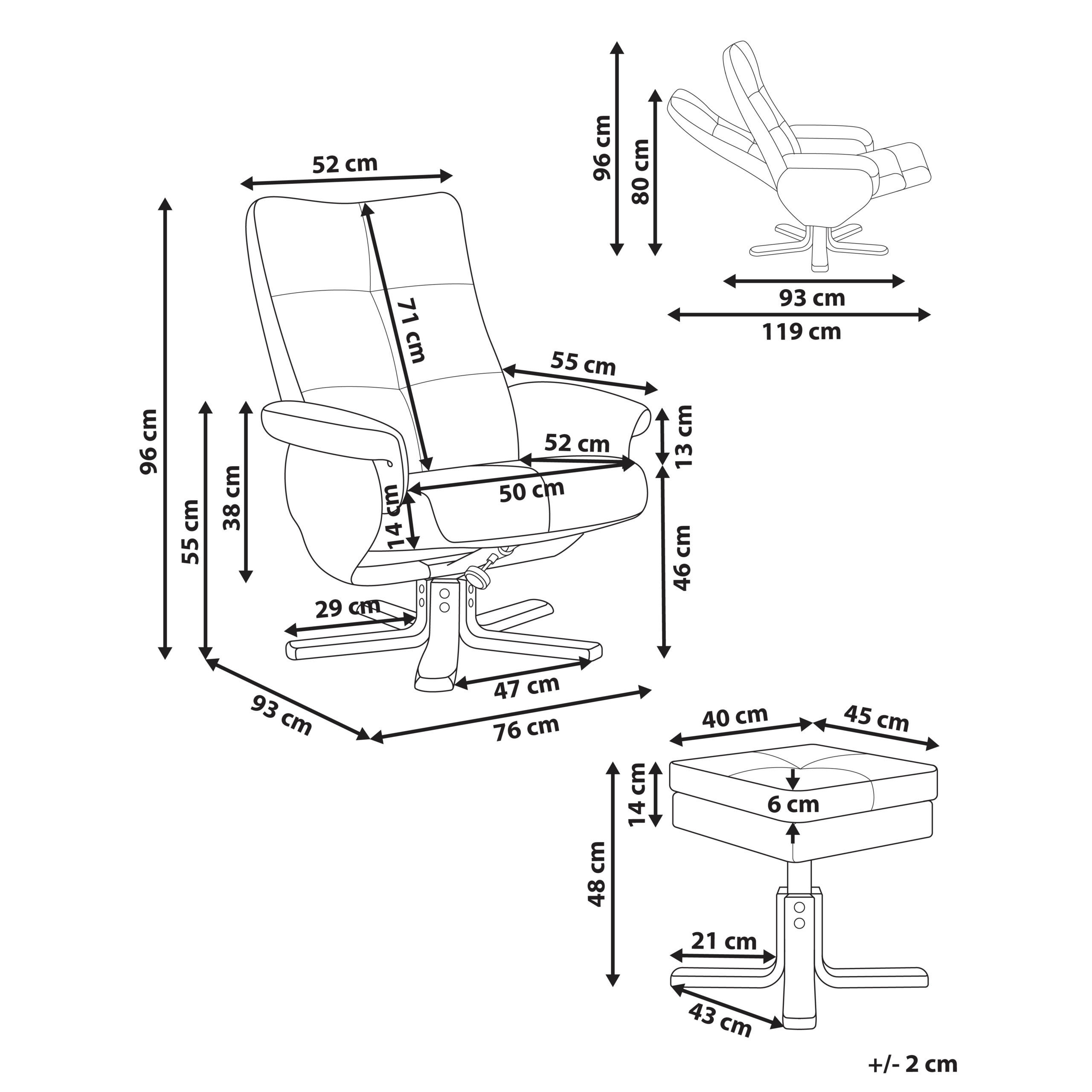 Thumbnail - Beliani Fernsehsessel, Weiß, Braun, Schwarz, Textil, 76x80x93 cm, Wohnzimmer, Sessel, Relaxsessel
