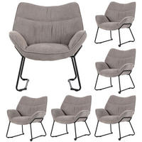 SESSEL Aliano - 6er Set - hellgrau - Hellgrau/Schwarz, Textil/Metall (67/76/73cm) - bene living