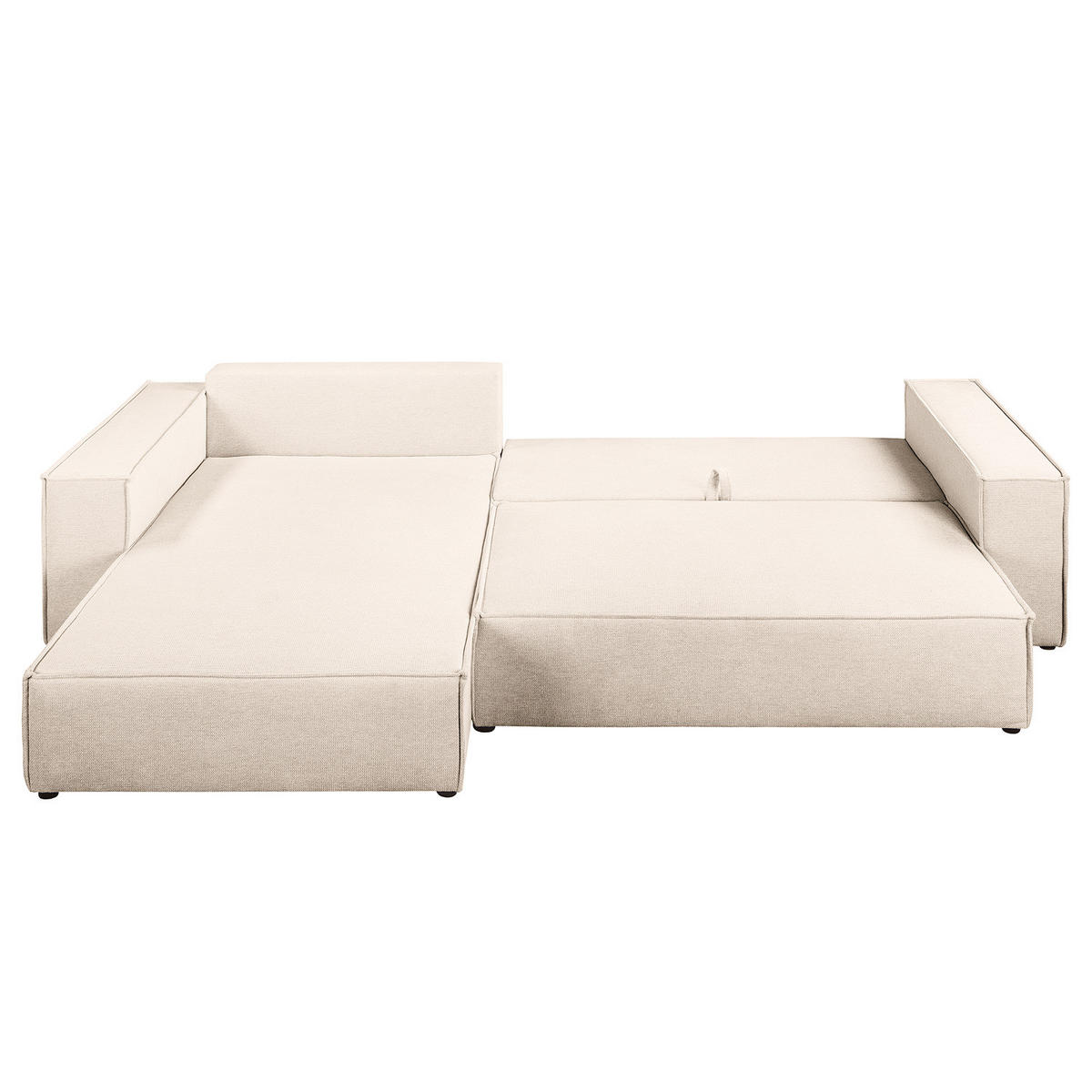 ECKSOFA mit Schlaffunktion - 290 cm - Beige/Schwarz, Kunststoff/Textil (290/185cm) - home24