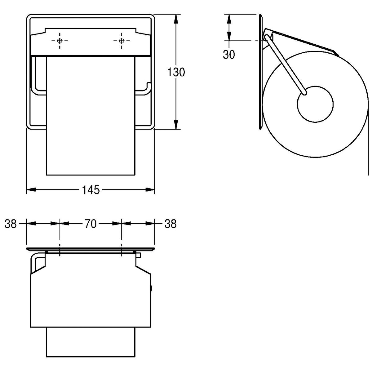 AR WC-Rollenhalter Edelstahl 145x130x25 mm Aufputz - Grau, Metall (2.5/14/15.5cm) - KWC