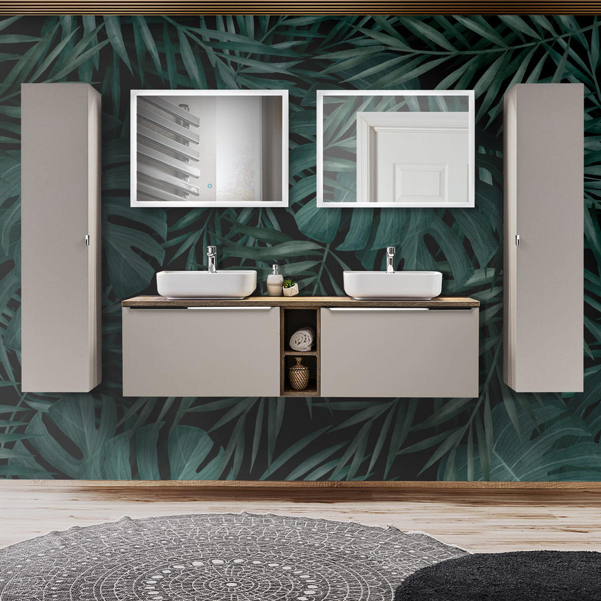 BADMÖBEL-SET 10-TLG. Puebla-56 - Beige, Holzwerkstoff (270/200/46cm) - Lomado