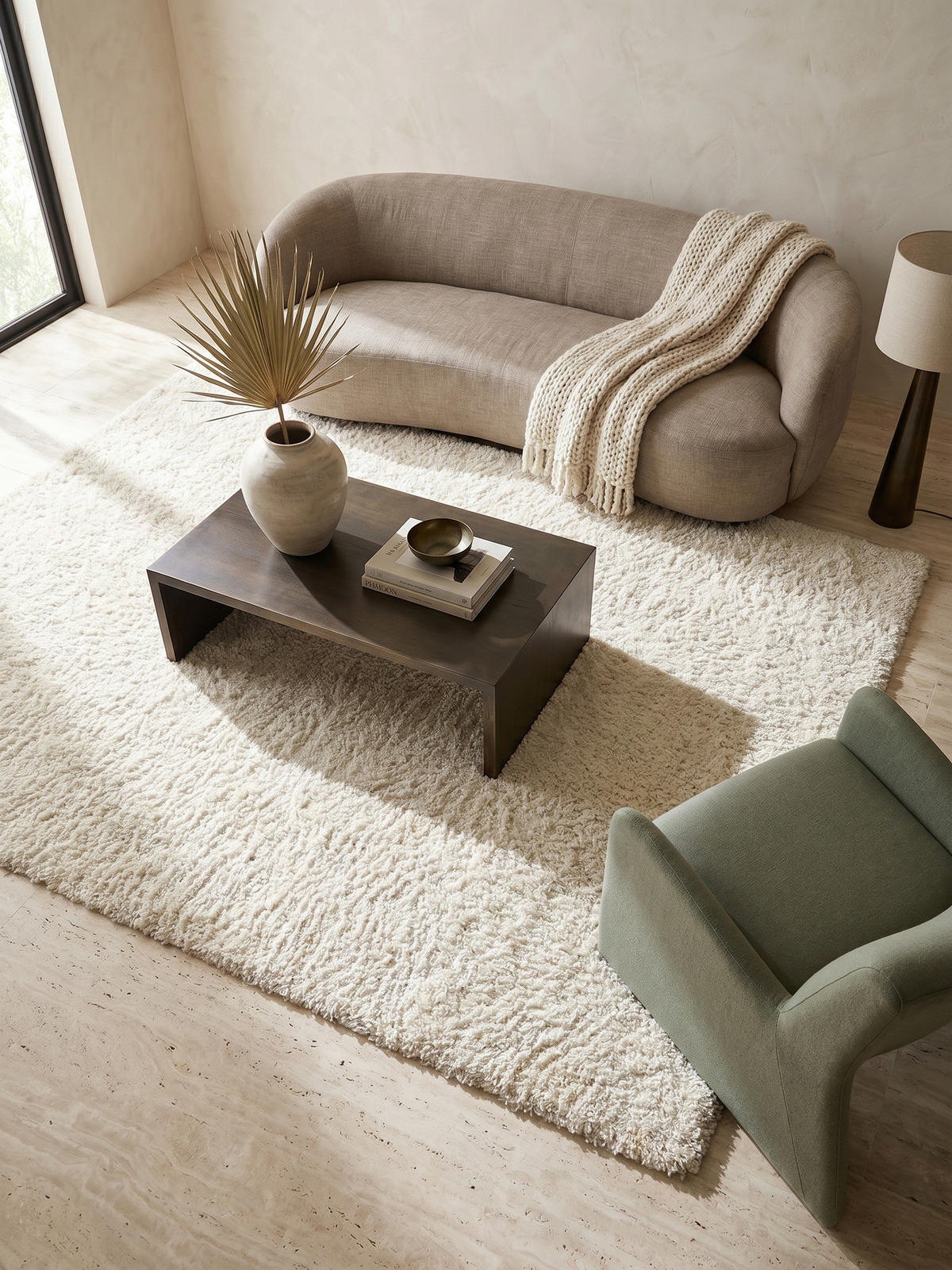 TEPPICH Waschbar Shaggy Uni Kuschelig Schlafzimmer Strapazierfähig Creme 300x400 cm OEKO-TEX – RHEIN - Beige, Textil (300/400cm) - KADIMA DESIGN