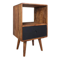 NACHTTISCH – Massivholz, 70 cm hoch, Retro-Stil, für Boxspringbett - Schwarz/Braun, Holz (40/70/35cm) - KADIMA DESIGN