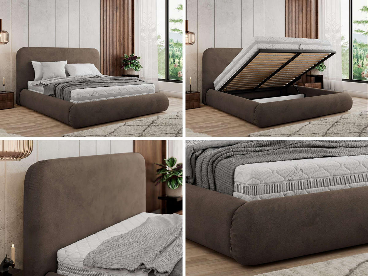 POLSTERBETT BENEA CLASSIC 140/200 - Braun Velvet - Pocket-Matratze - Braun, Textil (140/200cm) - MKS