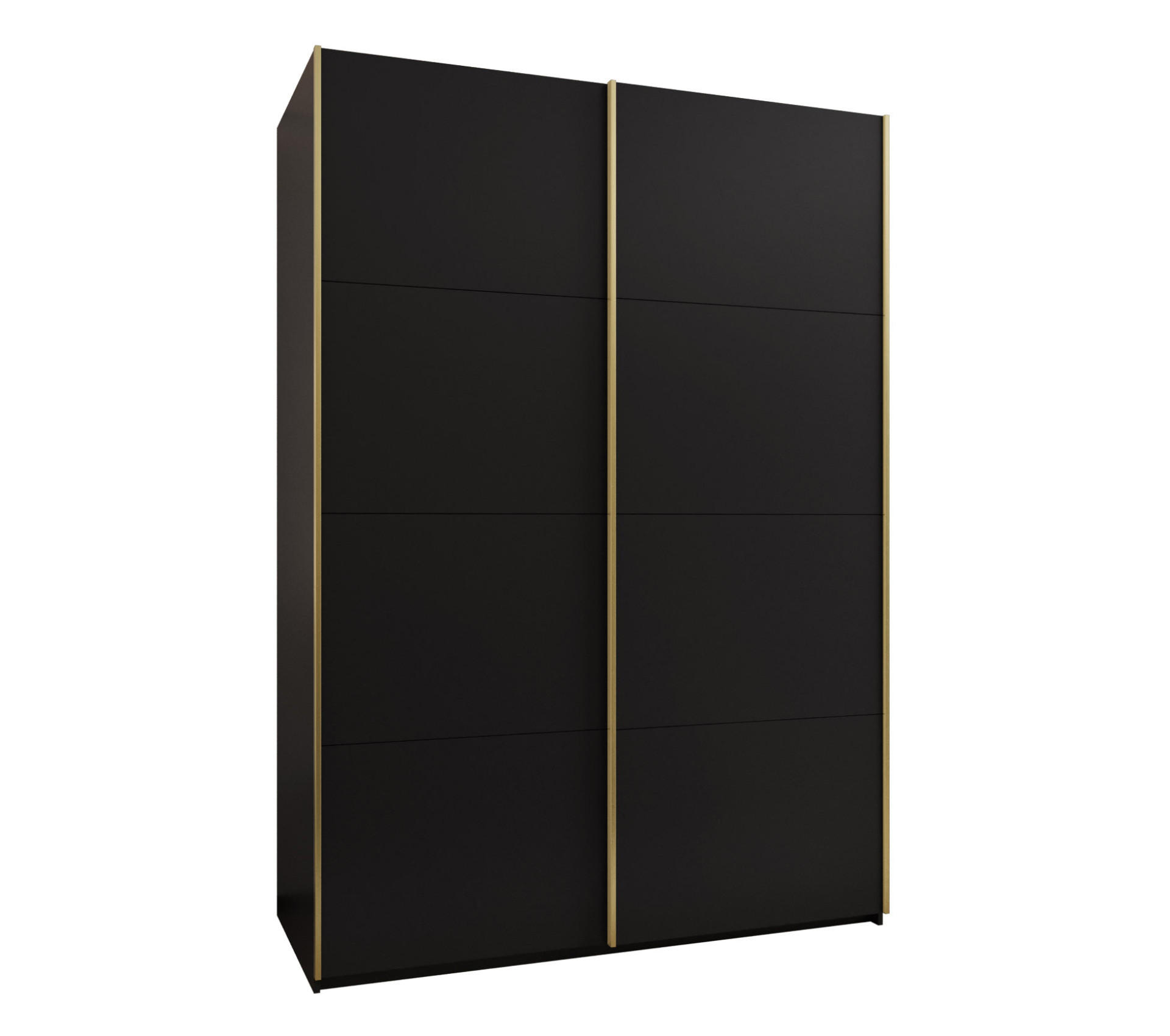 Abiks Möbel Schwebetürenschrank Schwarz, Schwarz, Gold 180x245x64 cm