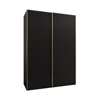 SCHWEBETÜRENSCHRANK 245,5/170/64 2-türig - Goldfarben/Schwarz, Holz/Metall (170/245/64cm) - Abiks Möbel