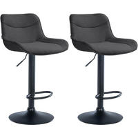BARHOCKER 2er Set Stoff dunkelgrau - Dunkelgrau/Schwarz, Textil/Metall (49/85/51cm) - CLP