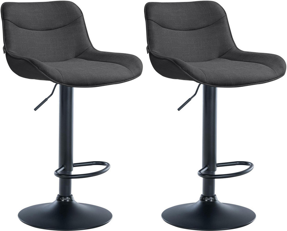 BARHOCKER 2er Set Stoff dunkelgrau - Dunkelgrau/Schwarz, Textil/Metall (49/85/51cm) - CLP