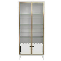 HOCHSCHRANK Weiß-Gold, Glastür & Schublade, 75 x 35 x 170,8 cm - Weiß, Holzwerkstoff (75/170.8/35cm) - Urban Meuble