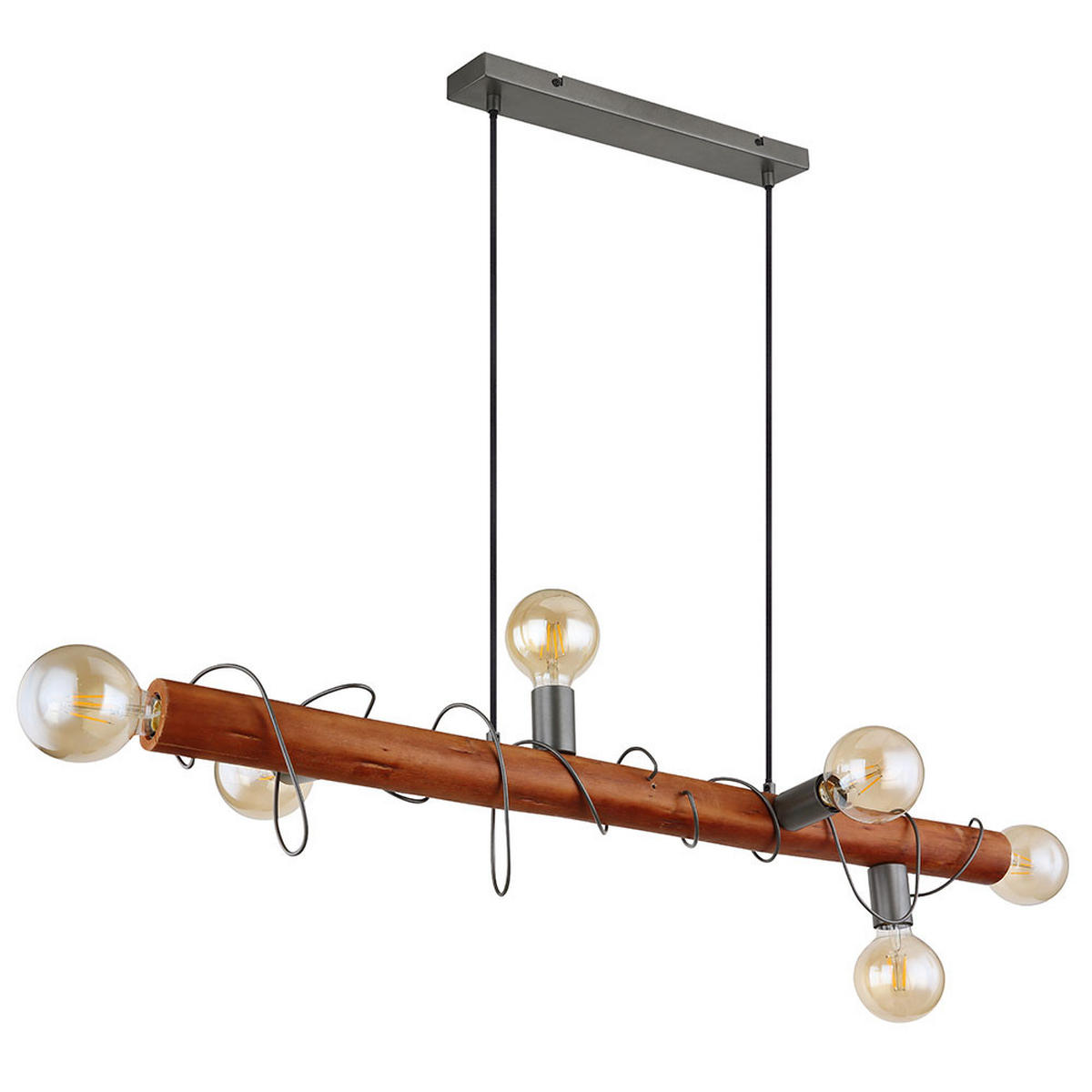 HÄNGELEUCHTE ALICE Holz Braun - Braun, Holz (100/20/120cm) - Globo Lighting