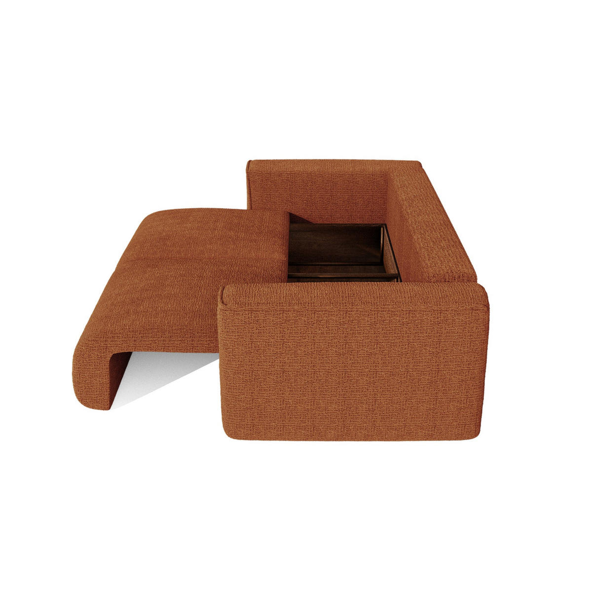 SCHLAFSOFA mit Stauraum COMO Köpergewebe mit weichem Griff Terrakotta 254cm - Dunkelorange/Terracotta, Textil (254/78/95cm) - Premium Interiors
