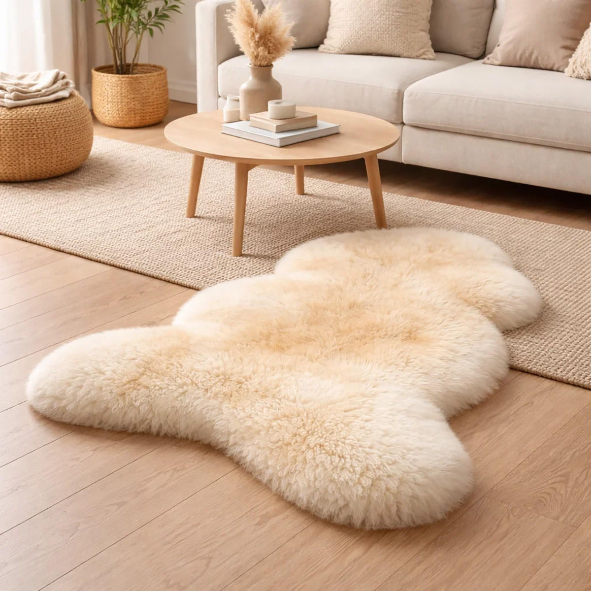 SCHAFFELL Premium Lammfell Natur ungeschoren weiche Wolle Naturweiß ca. 105 cm - Weiß, Fell (55/105cm) - Provellus