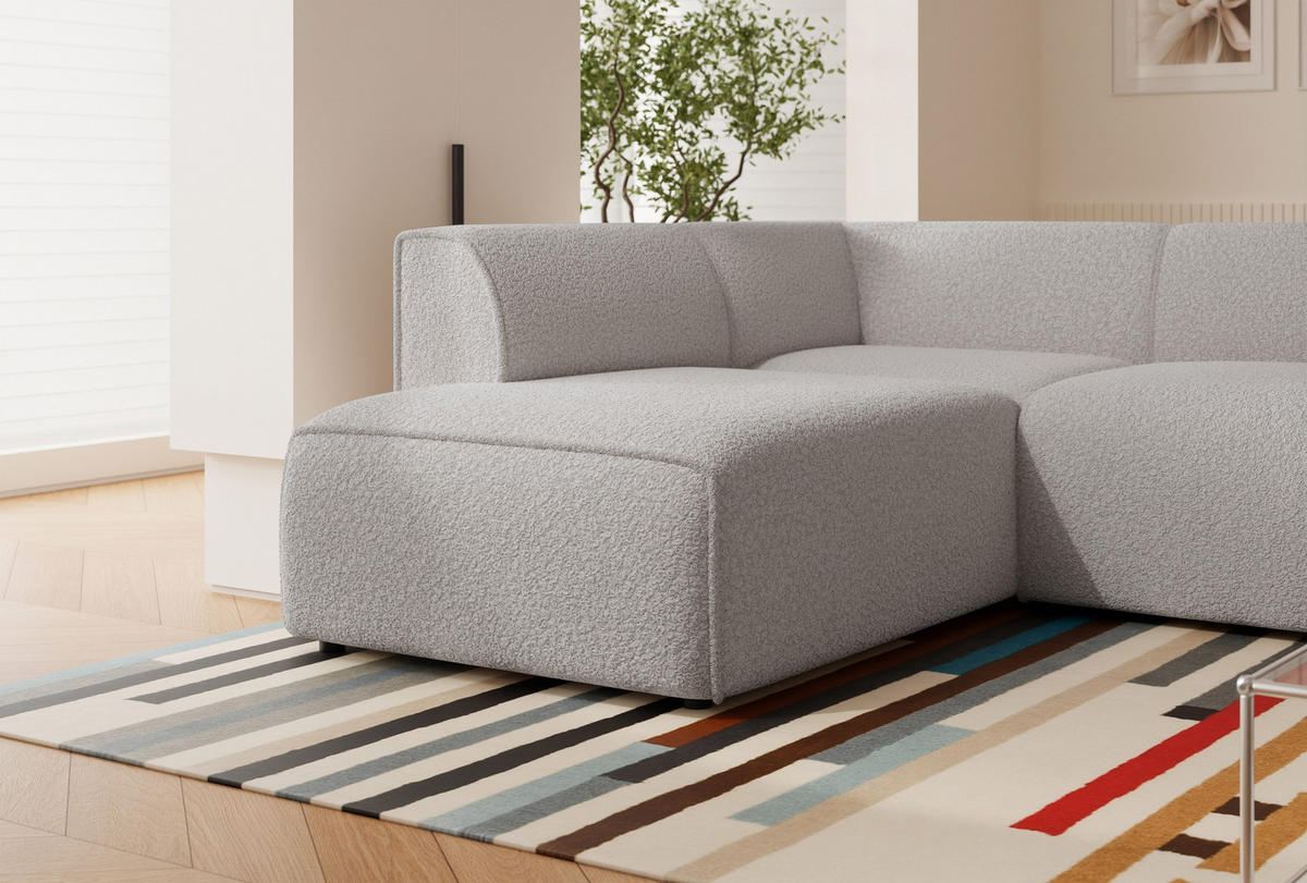 ECKSOFA ZAVO Feiner Mischstoff in Grau - Grau, Holzwerkstoff/Kunststoff (310/218cm) - Idohome