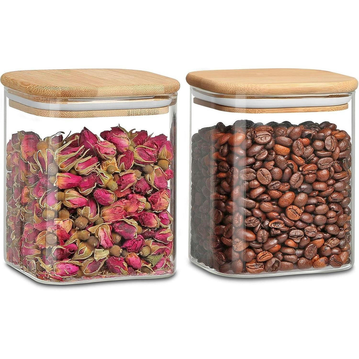 VORRATSGLÄSER 2er Set 800 ml Glas mit Bambusdeckel - Multicolor, Glas (10/12.5/10cm)