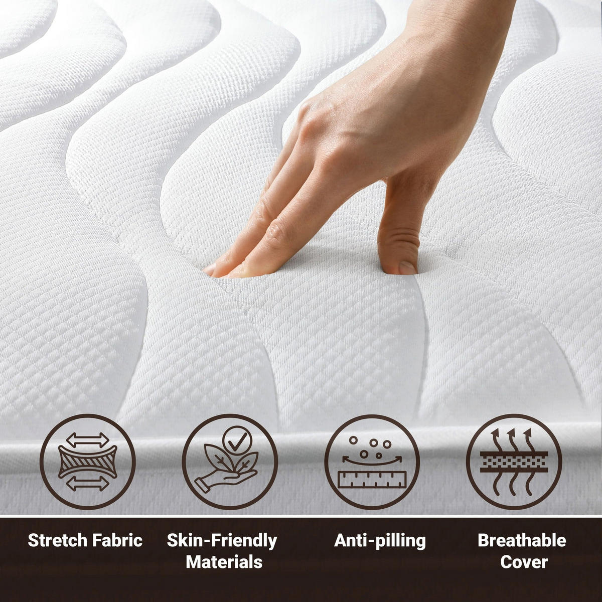 MATRATZE 160x180 cm mit Antibakterieller Schaum | Höhe 25 cm | 3D Air Hypoallergener Bezug - Weiß, Textil (160/180cm) - The White Stone