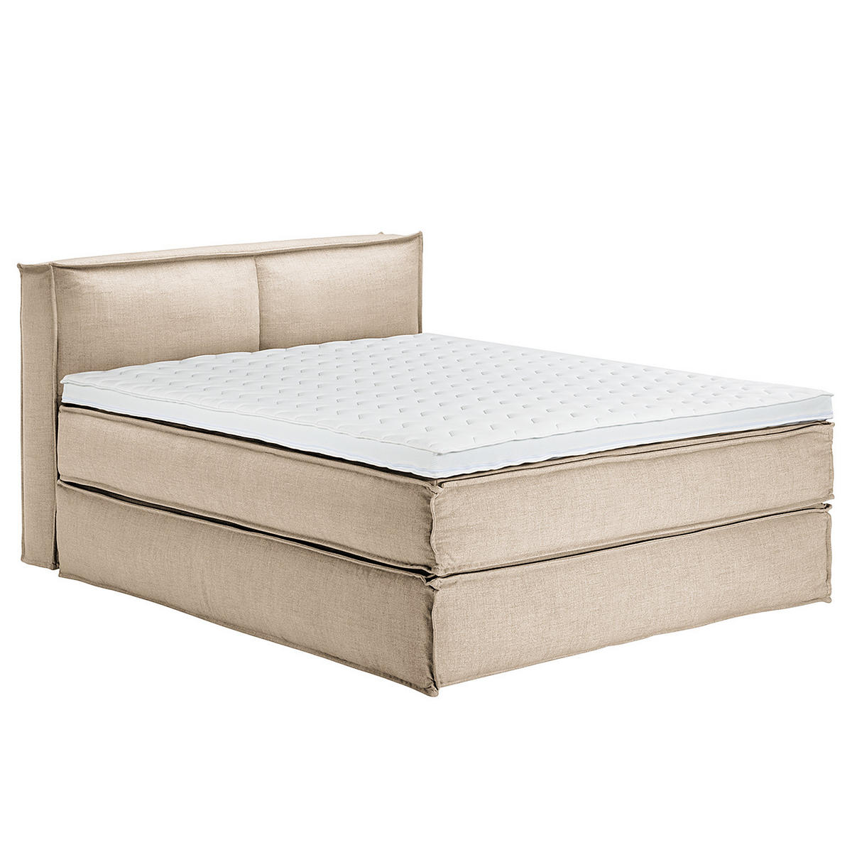 BOXSPRINGBETT mit Kopfteil - Premium - Beige, Textil (160/220cm) - home24