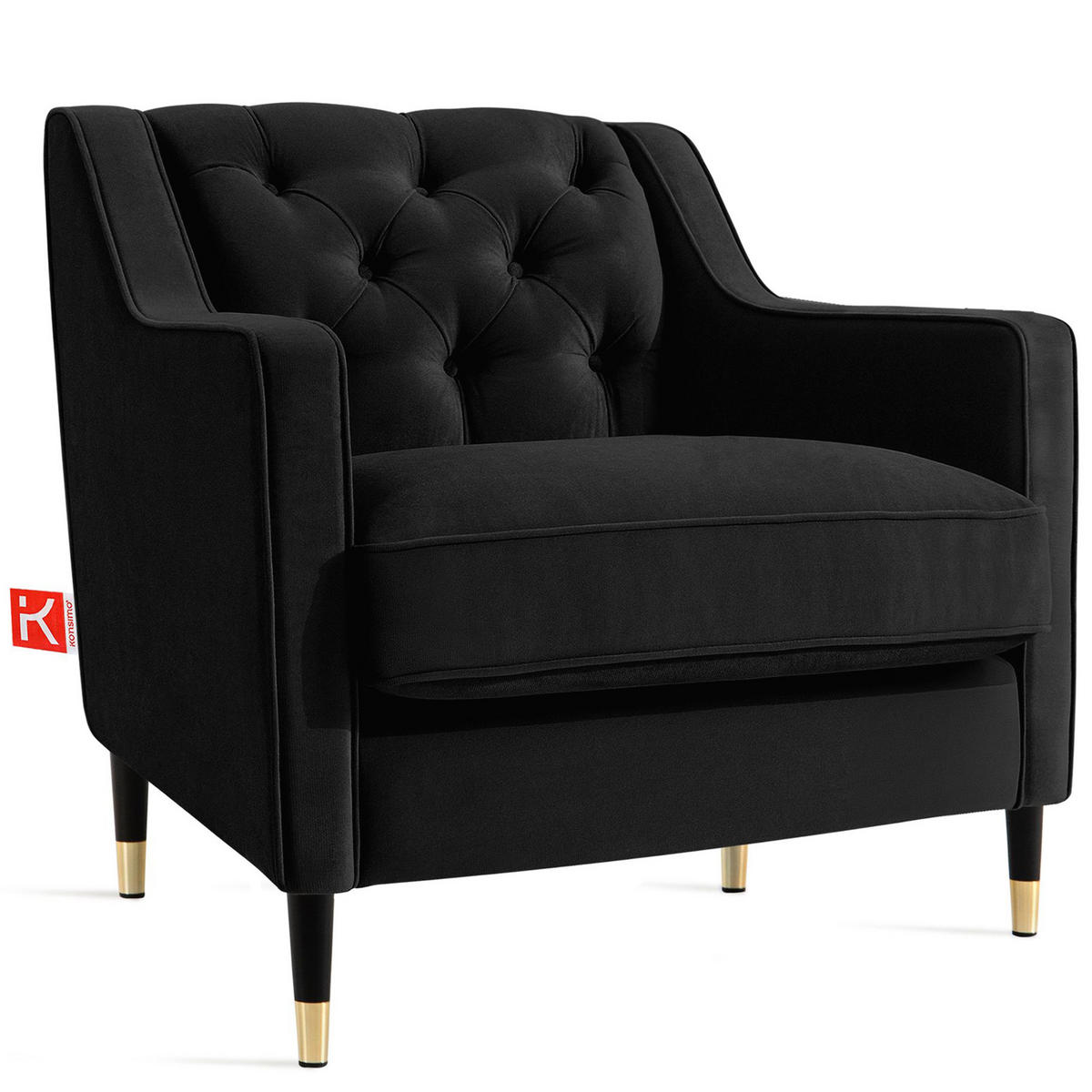 SESSEL NOMUS Kunstleder, gesteppt, Schwarz - Wengefarben/Schwarz, Holz/Holzwerkstoff (77/78/80cm) - KONSIMO®