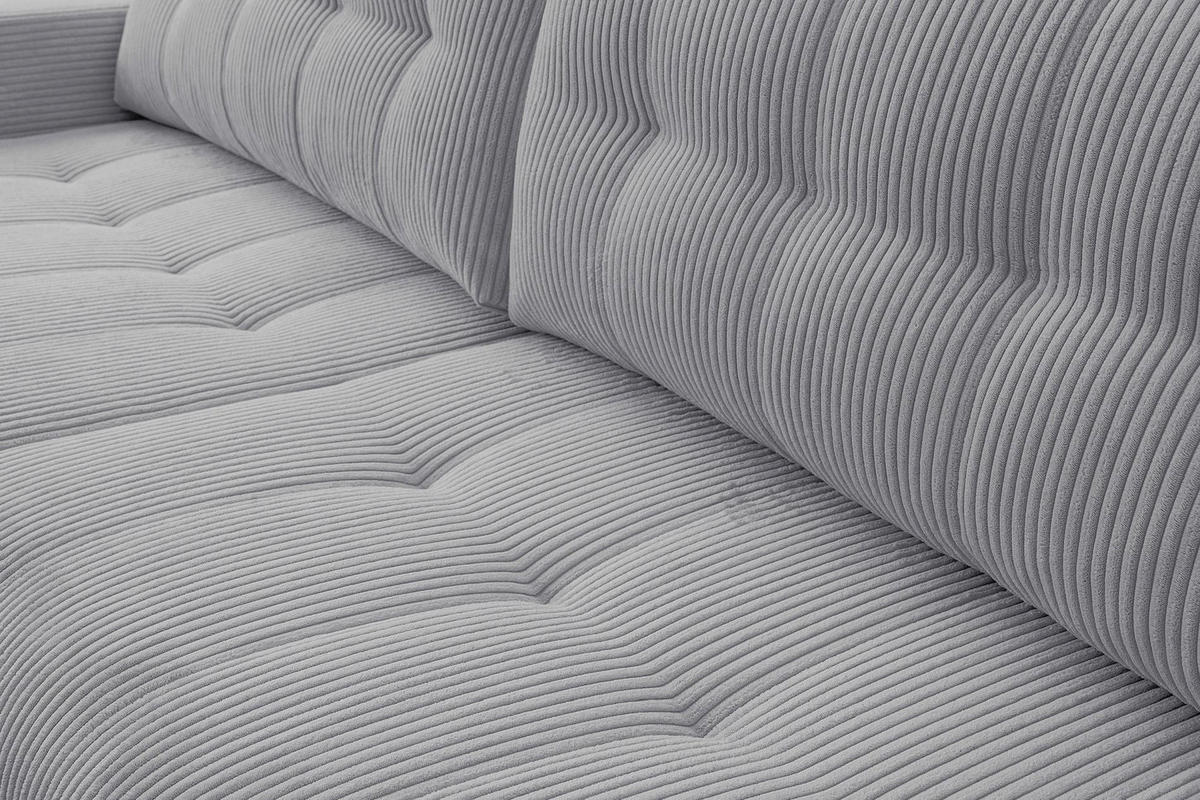 ECKSOFA Maillo Hellgrau Cord - Hellgrau/Schwarz, Kunststoff/Textil (245/143cm) - Selsey