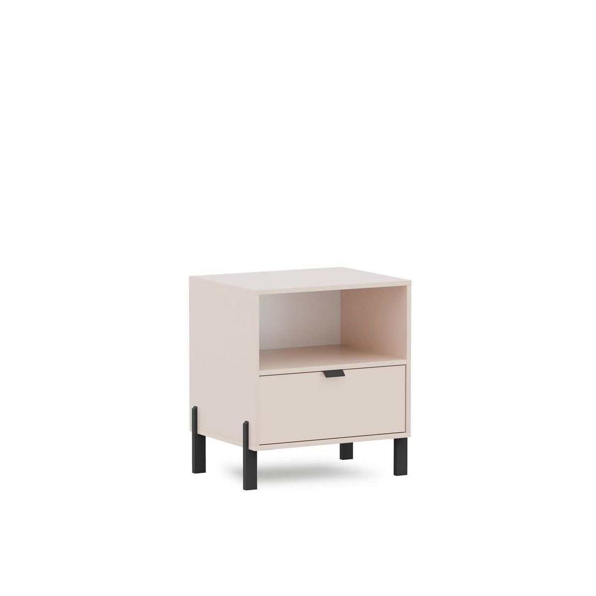 NACHTTISCH Calma Sandbeige, mit Schublade - Beige/Schwarz, Holzwerkstoff (57/55/45cm) - Bettso
