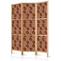 PARAVENT Japanischer 3-tlg 135x172 cm Retro Abstraktion - Braun, Holz/Textil (135/172/3cm) - Muralo