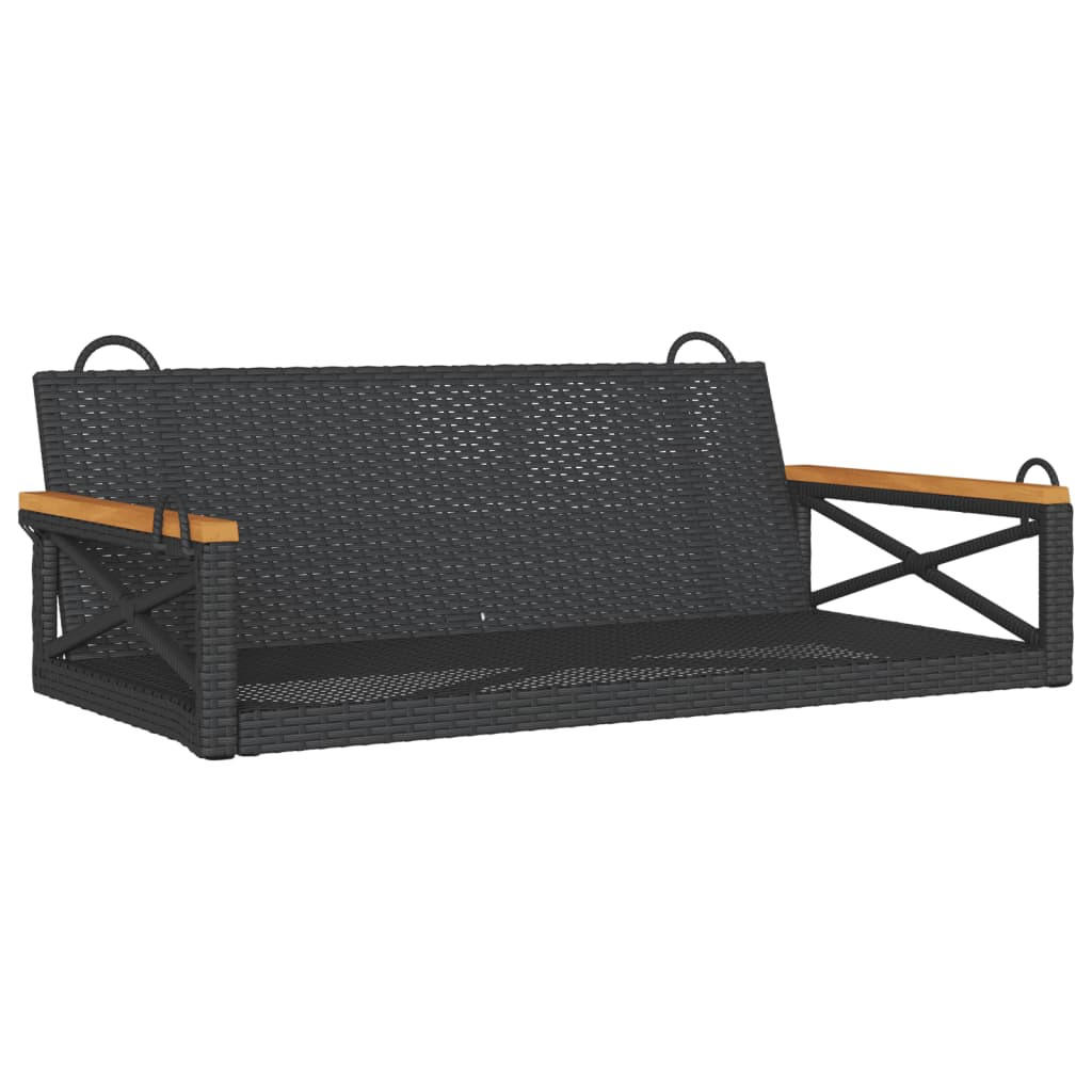 HÄNGEBANK Schwarz 109x62x40 cm Poly Rattan - Schwarz, Kunststoff (109/40/62cm) - furnicato